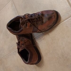 Dunham Mens Casual Brown Distressed Leather and Suede Lace up Shoes
